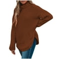 thumbnail image 1 of XFLWAM Women Turtleneck Sweaters Batwing Sleeve Casual Loose Chunky Pullover Sweater Solid Color Knit Tops Wine Red S, 1 of 7