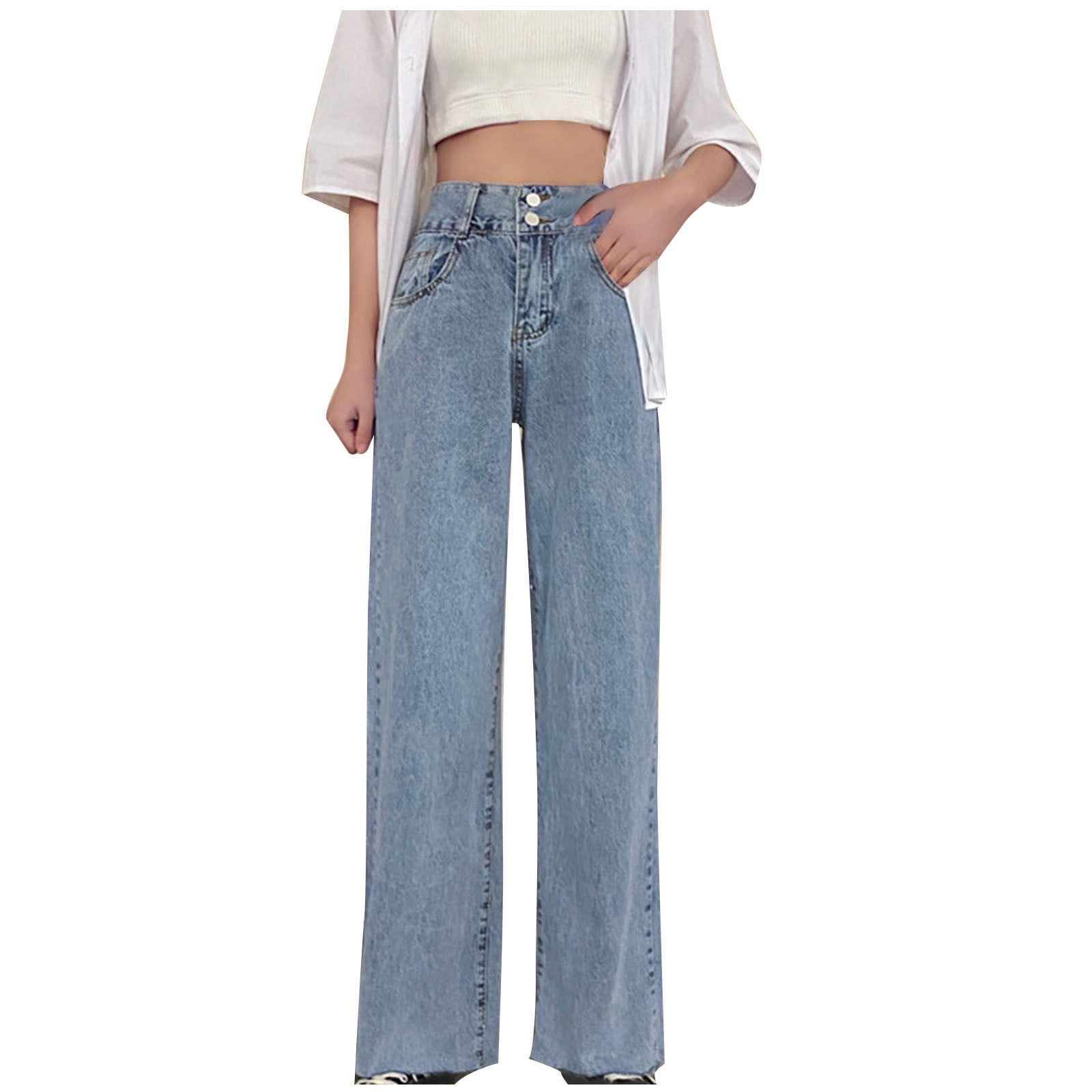 Women's Wide Leg Jeans - Baggy Boyfriend Fit With Back Bow Embroidery, Y2K Vintage Denim Pants