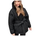 thumbnail image 1 of XFLWAM Women Winter Warm Zipper Jacket Coat Hooded Outwear with Belted Black XS, 1 of 6