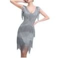thumbnail image 1 of XFLWAM Women's 1920s Flapper Dress V Neck Slip Beaded Dress Roaring 20s Great Gatsby Dress for Cocktail Party Prom Dress, 1 of 6