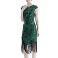 thumbnail image 1 of XFLWAM Women's 1920s Flapper Dress Vintage Gatsby Cap Sleeve Sparkle Sequins Fringe Cocktail Wedding Party Evening Gown Roaring Dress, 1 of 3