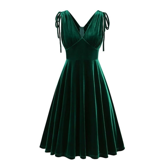 XFLWAM Women's 1950s Dress Adjustable Bowknot A-Line Swing Cocktail Dress Vintage Cocktail Party Prom Dress