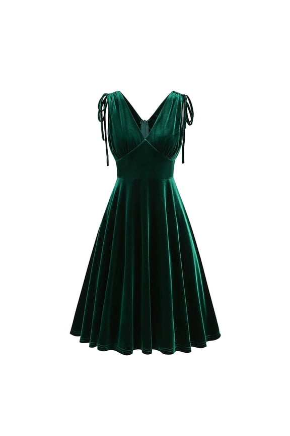 Women's 1950s Dress Adjustable Bowknot A-Line Swing Cocktail Dress Vintage Cocktail Party Prom Dress