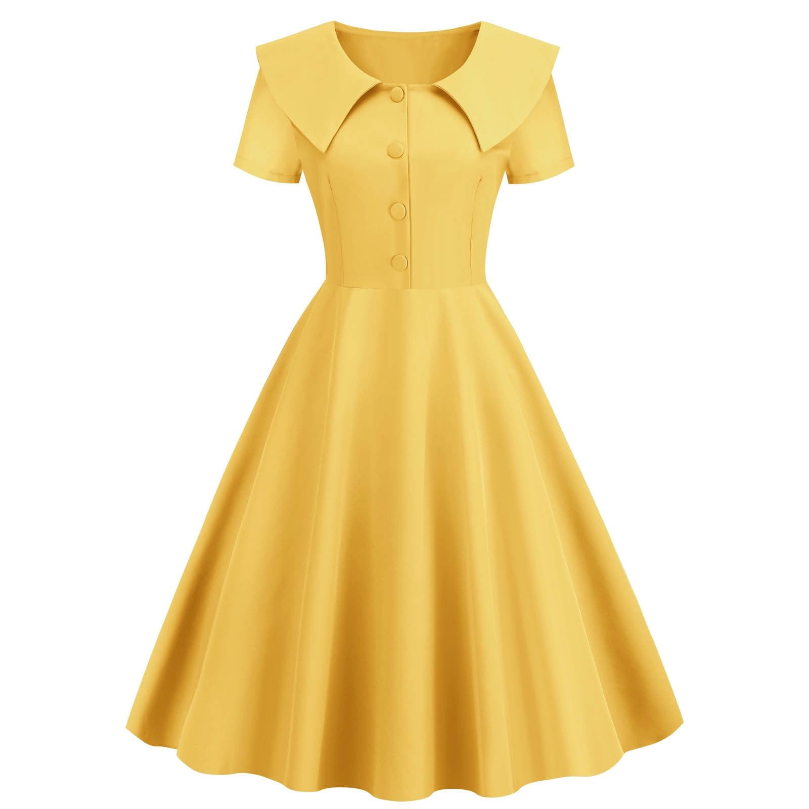 yellow vintage dress Fashion Elegant Prom Dresses Princess Female Even Simplepromdress Casual Daily Wear Vintage 1980s does 50s Yellow