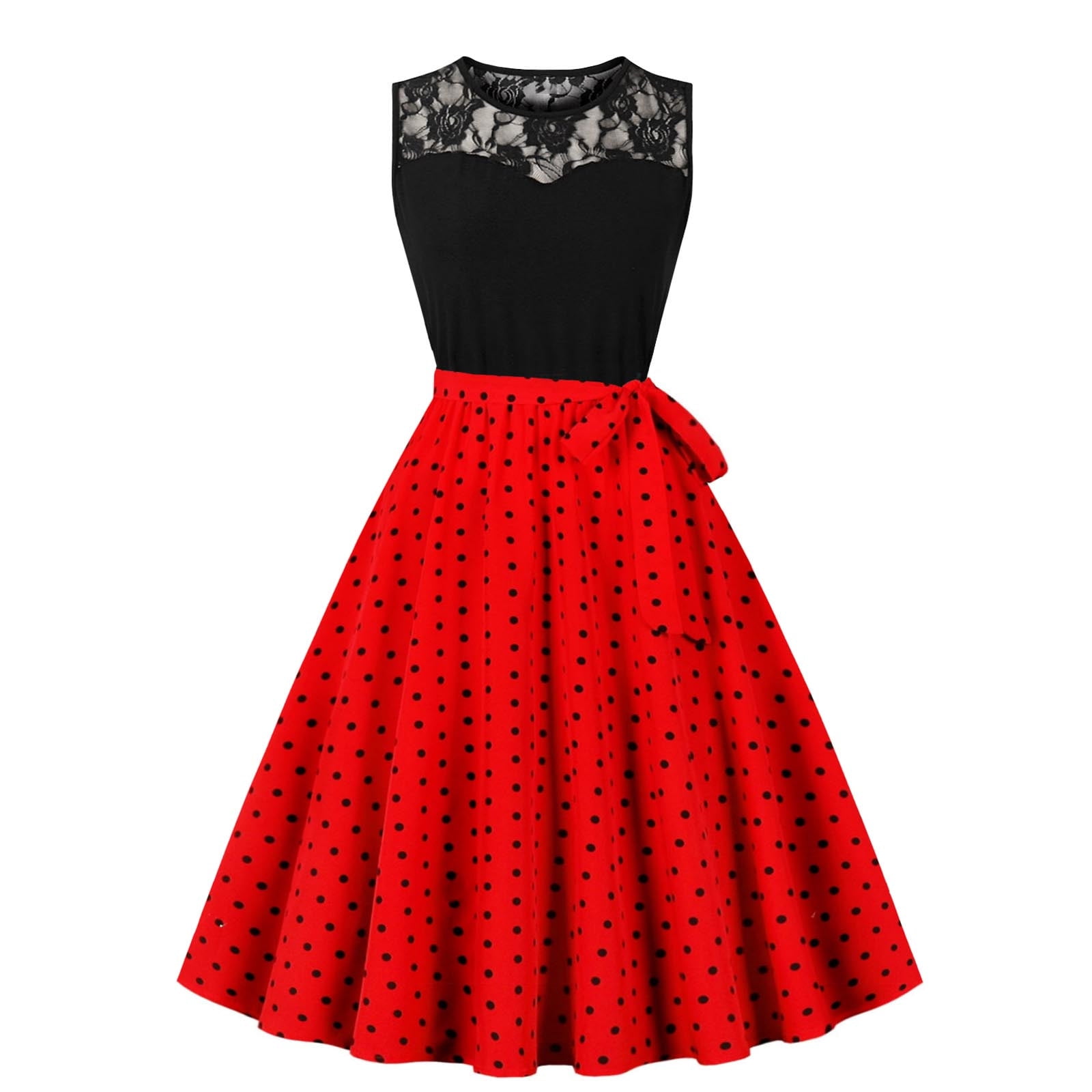 Ladies 40s 50s Vintage Button Swing Dress Rockabilly Cocktail
