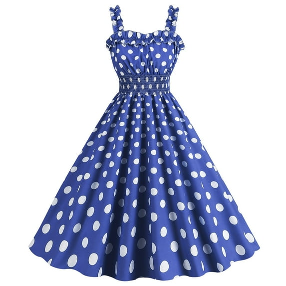 XFLWAM Women's 50s Vintage Polka Dot Cocktail Swing Dress 1950s A-Line Swing Retro Rockabilly Audrey Hepburn Prom Tea Party Dress