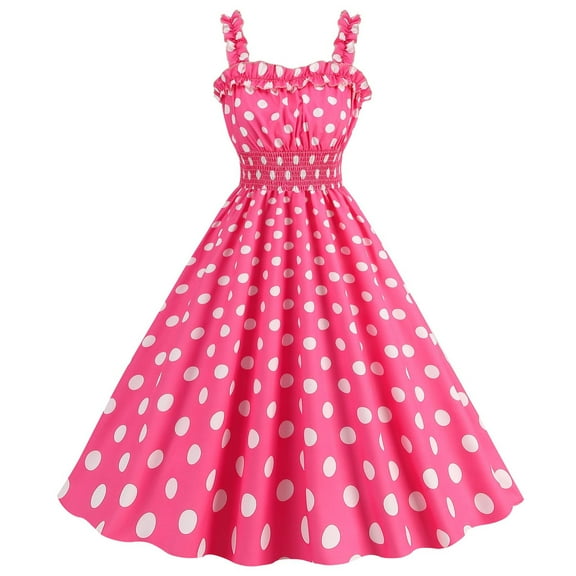 XFLWAM Women's 50s Vintage Polka Dot Cocktail Swing Dress 1950s A-Line Swing Rockabilly Audrey Hepburn Prom Tea Party Dress