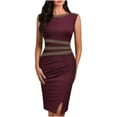 thumbnail image 1 of XFLWAM Women's 50s Vintage Sleeveless Contrast Tape Elegant Retro Vintage Cocktail Party Pencil Dress, 1 of 5