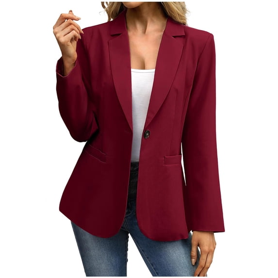 XFLWAM Women's Blazer Business Casual Lightweight Long Sleeve Suit Jacket Casual Slim Fit Work Office Jacket with Pockets