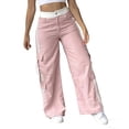 thumbnail image 1 of XFLWAM Women's Cargo Pants Side Striped High Waist Wide Leg Sweatpants Athletic Workout Track Pants Streetwear with Pockets Pink M, 1 of 9