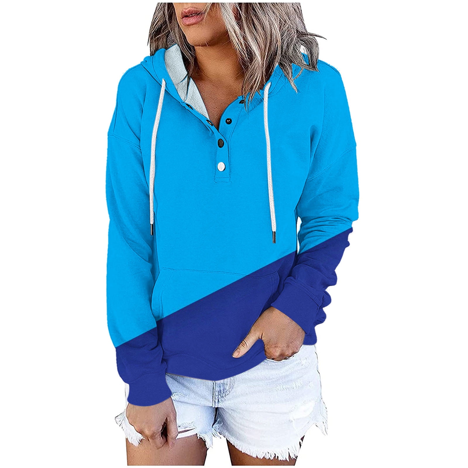 XFLWAM Womens Crewneck Color Block Sweatshirts Long Sleeve