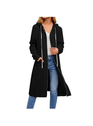 Long black zip up jacket hot sale