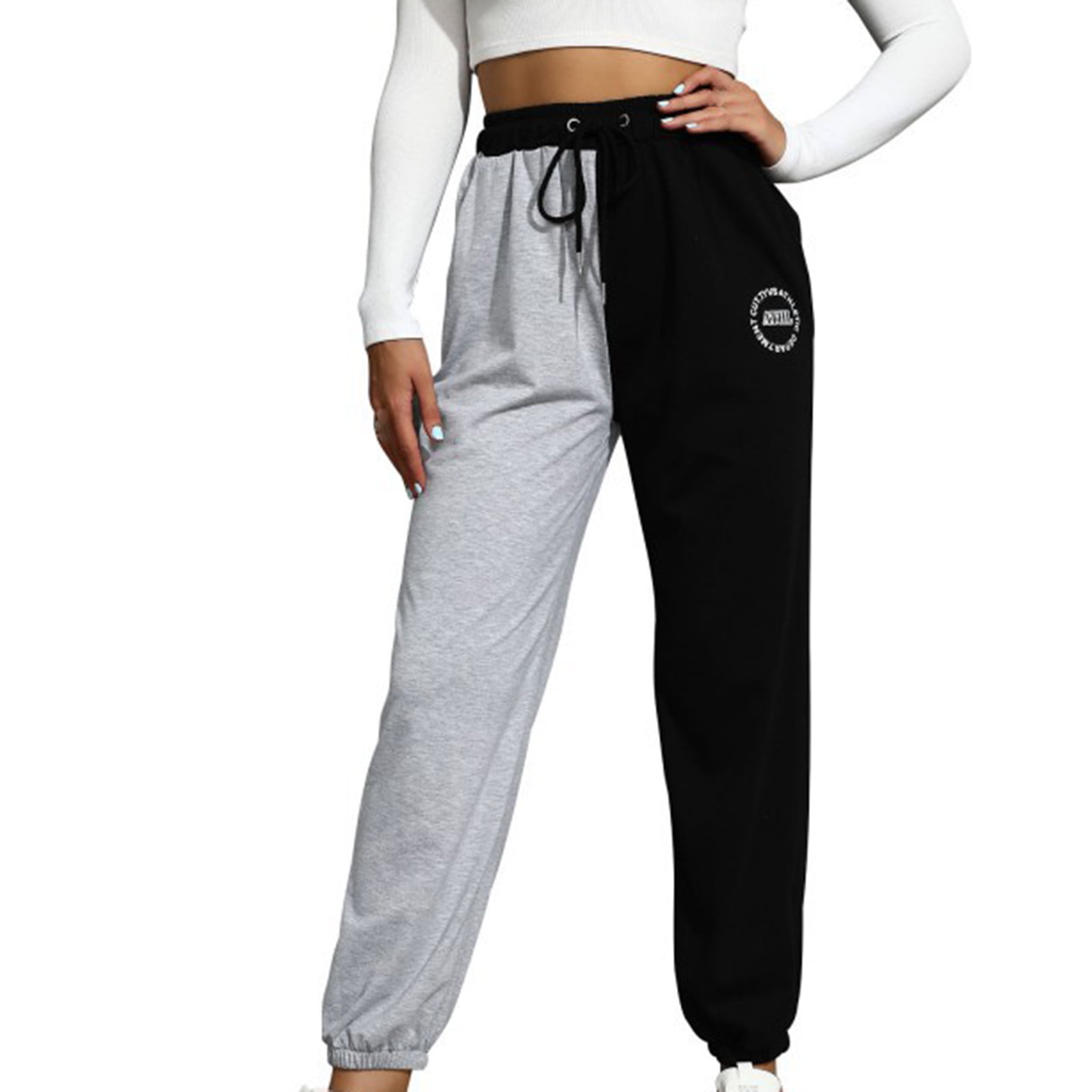 Black Jogging Jogging Women for Pants Baggy Sports Pants Gray Jogger High  Waist Sweat Casual Female Pants-White,XL : : Fashion