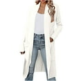 thumbnail image 1 of XFLWAM Women's Coat Blouse Solid Color Long Sleeve Thin Coats Slim Collared Lapel Open Front Trench Long Jacket with Pockets White S, 1 of 6
