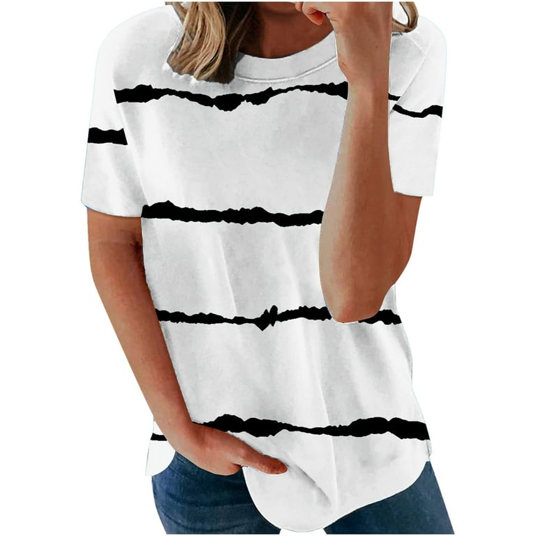 XFLWAM Womens Short Sleeve Casual T-Shirts V Neck Tops Tee Loose