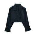 thumbnail image 1 of XFLWAM Women's Cropped Trench Coat Double Breasted Solid Color Jackets Classic Lapel Overcoat with Adjustable Belt, 1 of 8