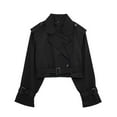 thumbnail image 1 of XFLWAM Women's Cropped Trench Coat Double Breasted Solid Color Jackets Classic Lapel Overcoat with Adjustable Belt, 1 of 3