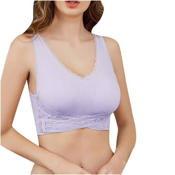 XFLWAM Women's Daily Bra Push Up Bras No Underwire High Support Lift up Side Closure Full Coverage Easy Close Sports Bras