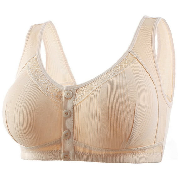 XFLWAM Women's Daily Bras Front Button Bra High Support Everyday Bra Wireless Push Up Bra Front Closure Bras for Seniors