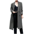 thumbnail image 1 of XFLWAM Women's Double Breasted Wool Blend Coat Notched Lapel Peacoat Winter Long Trench Coat Jacket, 1 of 6