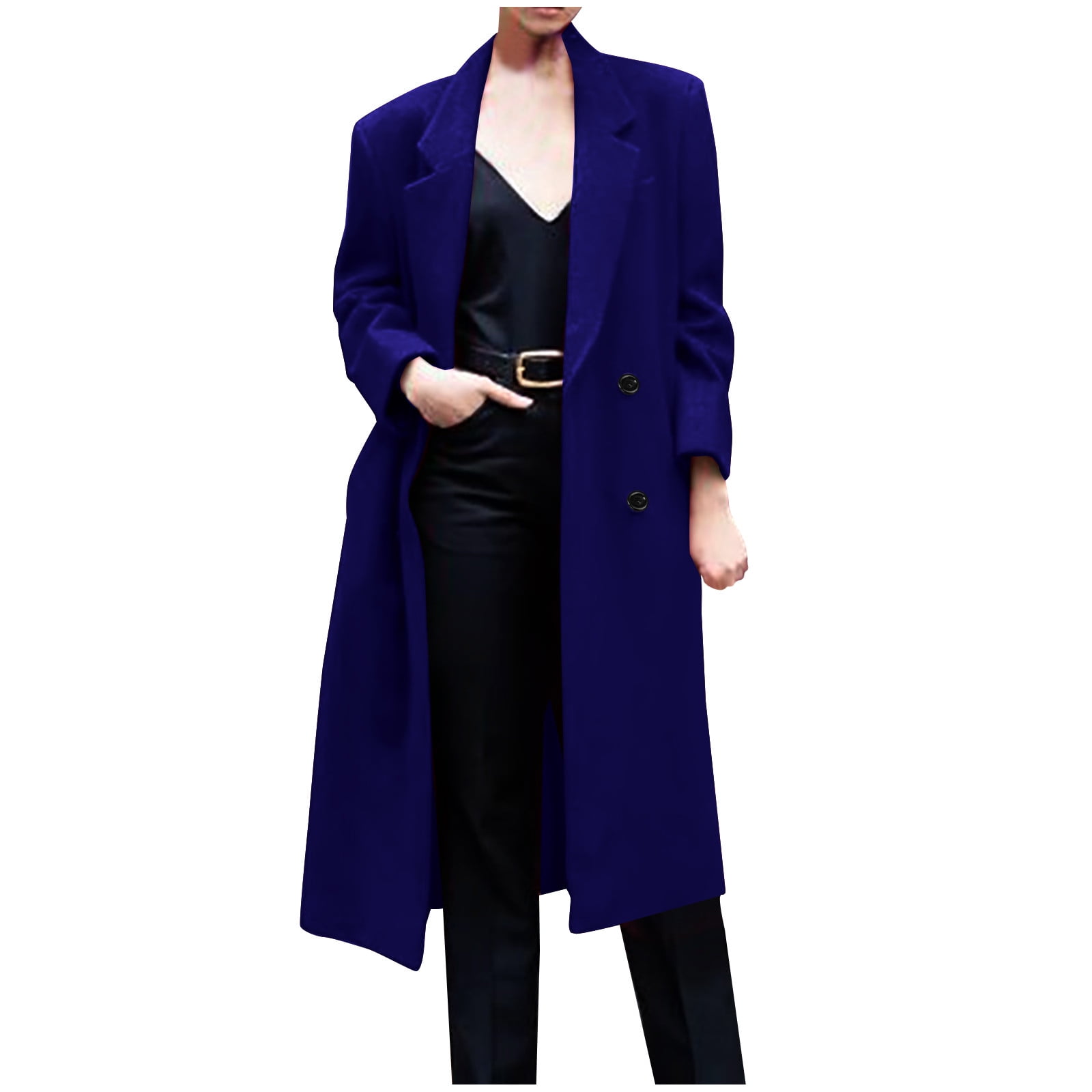 Women's Winter Double Breasted Wool Coat Notch Lapel Long Trench Coat main image 0