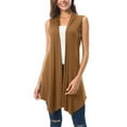 thumbnail image 1 of XFLWAM Women's Draped Open Front Cardigan Lightweight Solid Color Sleeveless Asymmetric Hem Vest Cardigans Coffee L, 1 of 4