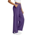 thumbnail image 1 of XFLWAM Women's Dress Pants Stretchy Work Business Slacks Pants High Waisted Wide Leg Side Slit Casual Trousers with Pockets Purple M, 1 of 6