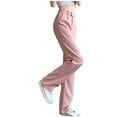 thumbnail image 1 of XFLWAM Women's Elastic Waist Straight Leg Trousers Office Dress Pants, 1 of 4