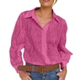 thumbnail image 1 of XFLWAM Women's Eyelet Hollow Out Lace Tops Puff Long Sleeve Button Down Shirts Spring Summer Dressy Causal Business Work Out Blouse, 1 of 9