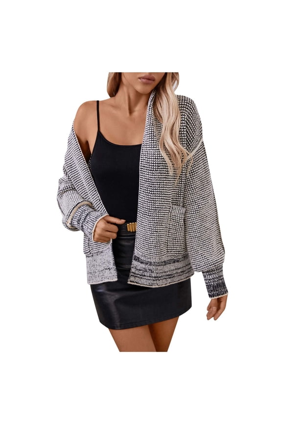 Women's Fall Winter Cardigans Long Sleeve Cable Knit Sweater Open Front Cardigans Button Loose Fit Outerwear Gray XL
