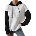 thumbnail image 1 of XFLWAM Women's Fall Winter Hoodies Waffle Knit Color Block Sweatshirt Long Sleeve Drawstring Casual Lightweight Pullover Tops, 1 of 5