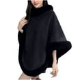 thumbnail image 1 of XFLWAM Women's Fashion Fuzzy Shawl Faux Fur Collar Trim Warm Wrap Cape Soft Comfort Thermal Shawl Winter Outwear Black Free Size, 1 of 5
