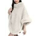 thumbnail image 1 of XFLWAM Women's Fashion Fuzzy Shawl Faux Fur Collar Trim Warm Wrap Cape Soft Comfort Thermal Shawl Winter Outwear White Free Size, 1 of 5