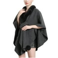thumbnail image 1 of XFLWAM Women's Faux Shawl Wrap Stole Open Front Knit Cardigan Cape Poncho Cloak Large Scarf Blanket Coat Dark Gray, 1 of 4