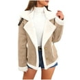 thumbnail image 1 of XFLWAM Women's Faux Suede Jacket Sherpa Lined Lapel Fur Leather Jackets Warm Thick Fleece Fuzzy Outerwear Winter Coats, 1 of 5