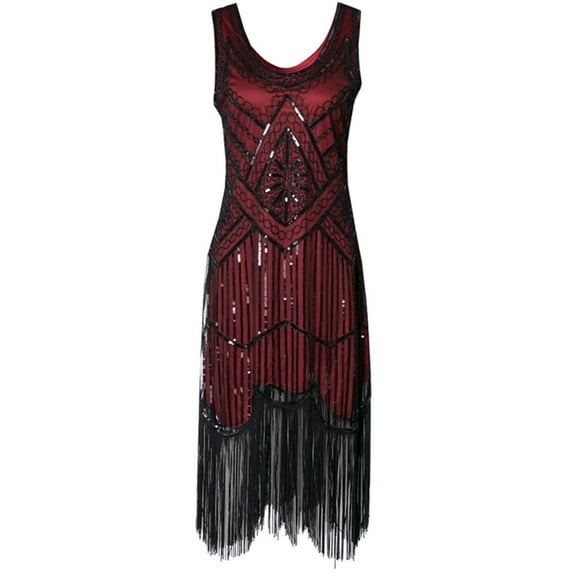 XFLWAM Women's Flapper Dresses 1920s Beaded Fringed Great Gatsby Dress Dresses Vintage Inspired Sequin Flapper Dresses
