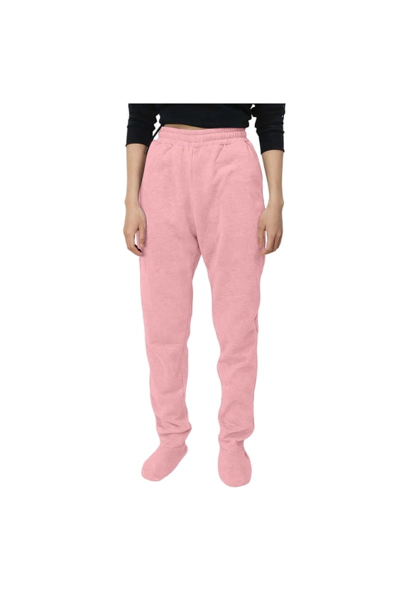 Women's Footed Sweatpants Fleece Lined Elastic Waist Pants Soft Warm Pajamas Trousers with Pockets