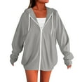 thumbnail image 1 of XFLWAM Women's Full Zip Up Hoodie Long Sleeve Hooded Sweatshirts Fall Casual Lightweight Jacket Coat with Pockets Gray XXL, 1 of 4