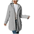 thumbnail image 1 of XFLWAM Women's Fuzzy Sherpa Fleece Hoodie Jacket Button Down Warm Winter Coats Side Split Open Front Cardigan with Pockets, 1 of 5