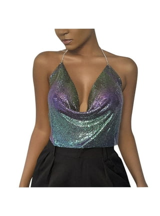 Glitter Halter Top Purple  Melanie Lyne Womens Tops ~ DCArtsBeat