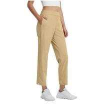 XFLWAM Women's Golf Pants with Pockets Stretch Lightweight Sweatpants for Athletic Hiking Travel Work Lounge Khaki XXL