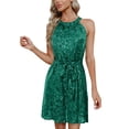 thumbnail image 1 of XFLWAM Women's Halter Neck Sequin Mini Dress Glitter Sparkle Sleeveless Party Dress with Drawstring Waist A Line Skirt Shiny Cocktail Dress Wedding Guest, 1 of 9