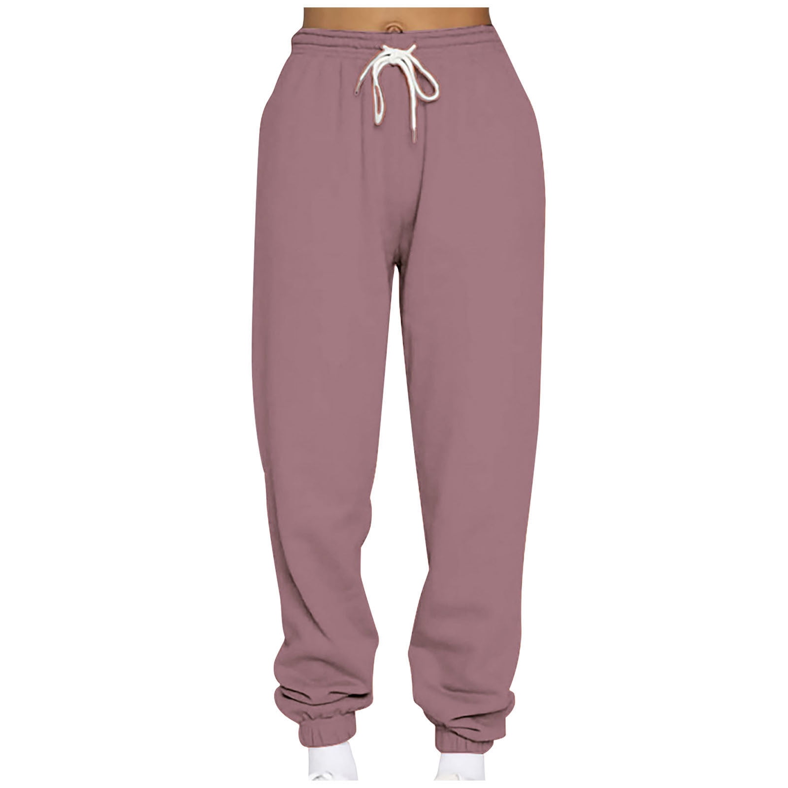 XFLWAM Women's Dark High Waist Cotton Trousers Jogger Sweatpants Loose  Casual Pants Teen Girls Pink M