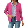 thumbnail image 1 of XFLWAM Women's Knit Cardigan Sweaters Casual Crew Neck Open Front Cropped Cardigans Long Sleeve Button Down Trendy Jackets Outerwear Hot Pink S, 1 of 5