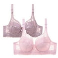 thumbnail image 1 of XFLWAM Women's Lace Bra Non Padded Underwire Unlined Bra Full Coverage Plus Size Lace Bralette 2 Packs, 1 of 3
