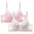 thumbnail image 1 of XFLWAM Women's Lace Bra Non Padded Underwire Unlined Bra Full Coverage Plus Size Lace Bralette 2 Packs, 1 of 3
