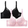 thumbnail image 1 of XFLWAM Women's Lace Bra Non Padded Underwire Unlined Bra Full Coverage Plus Size Lace Bralette 2 Packs, 1 of 3