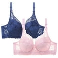 thumbnail image 1 of XFLWAM Women's Lace Bra Non Padded Underwire Unlined Bra Full Coverage Plus Size Lace Bralette 2 Packs, 1 of 3