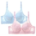 thumbnail image 1 of XFLWAM Women's Lace Bra Non Padded Underwire Unlined Bra Full Coverage Plus Size Lace Bralette 2 Packs, 1 of 3