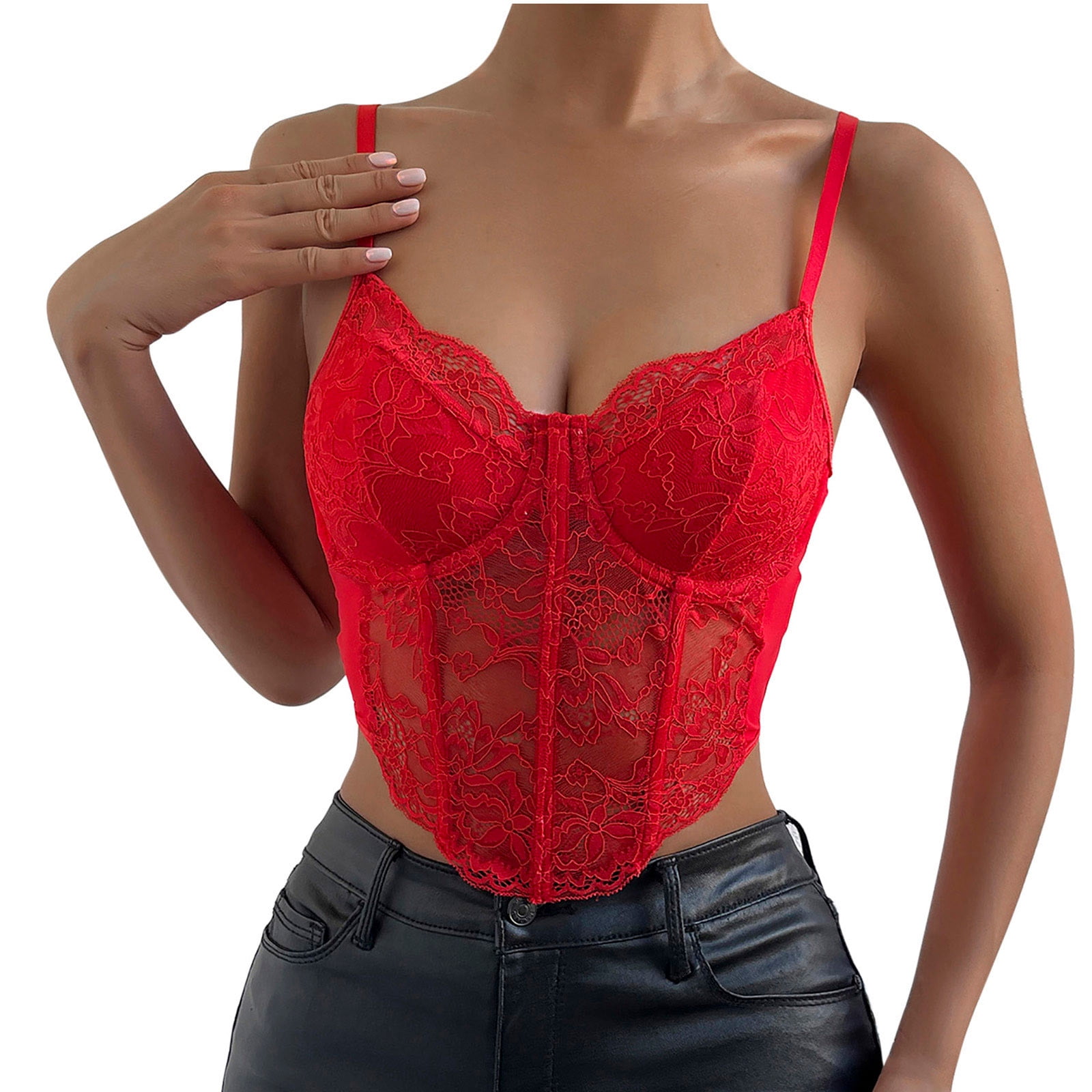 XFLWAM Women's Lace Casual Camisole Cami Crop Tank Tops Lingerie
